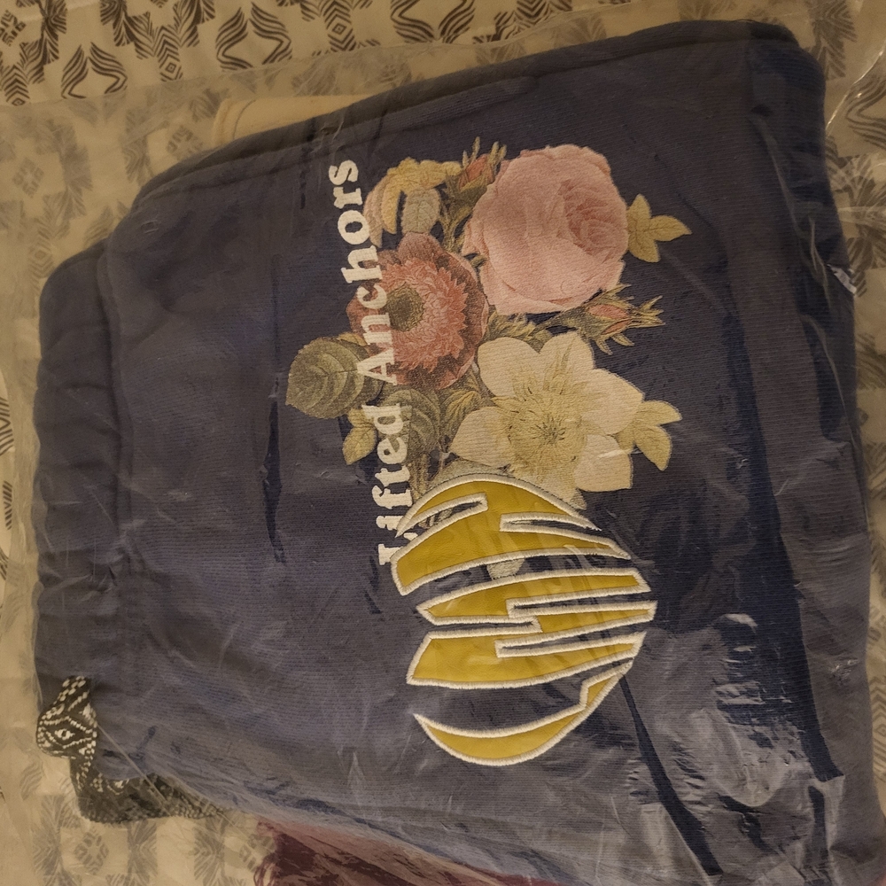 Lifted Anchors Floral Embroidered Sweatshirt - Blue and Yellow